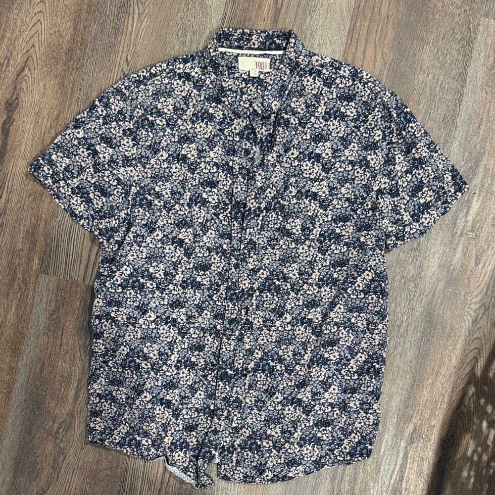 Navy Floral Button Down Shirt